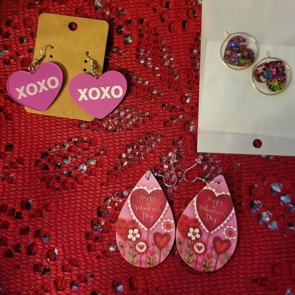 Jewelry - NEW Valentines Earrings 3 pair